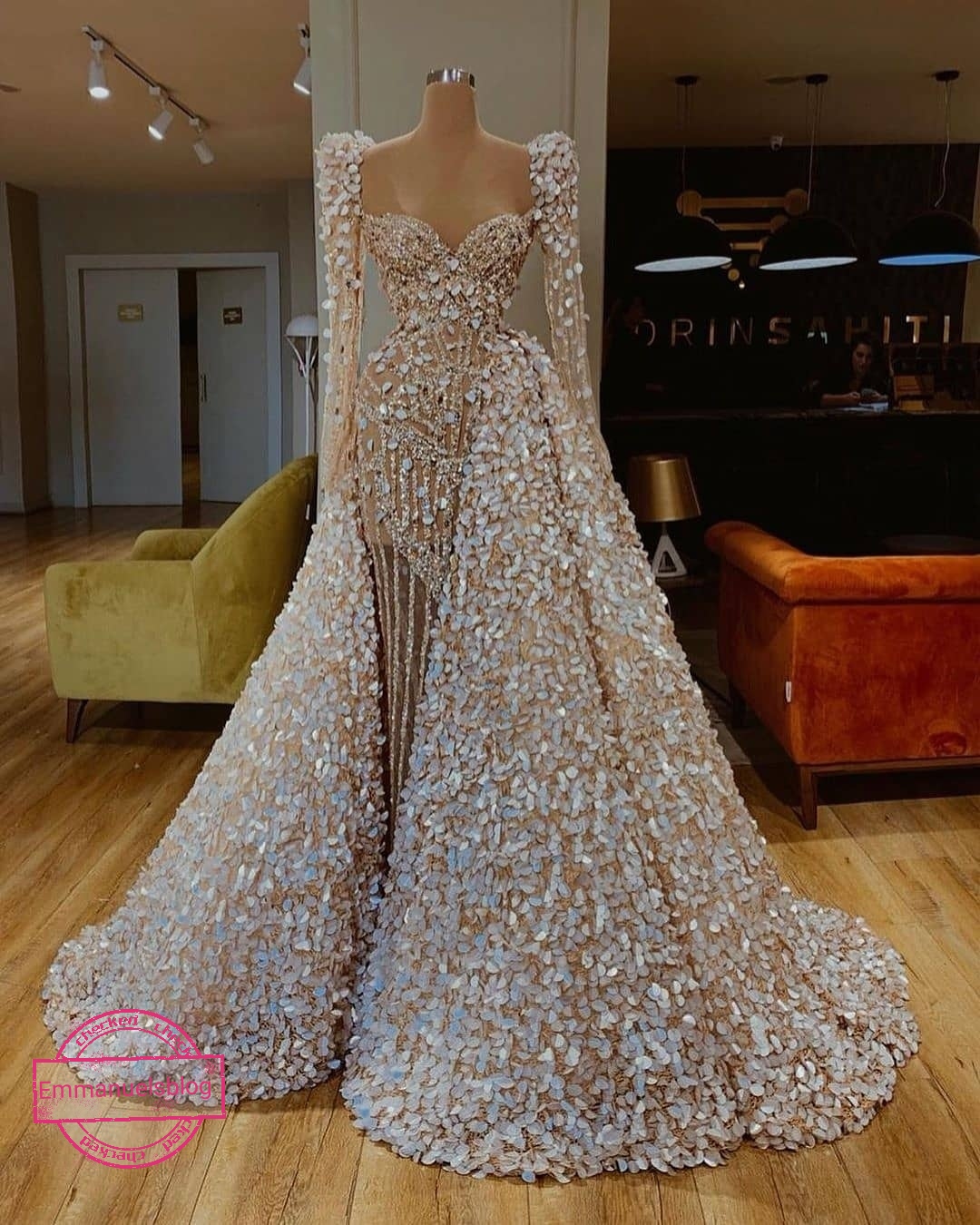 Fully Beaded Cream Wedding Reception Dress – EsB Store